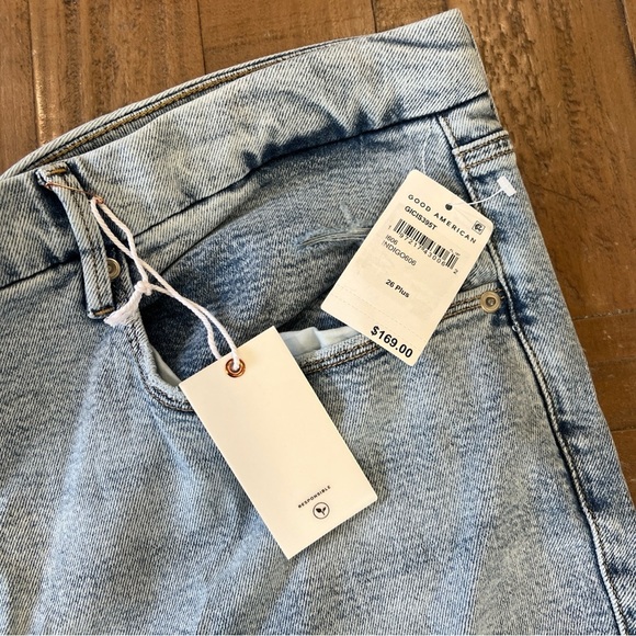 Good American Good Icon Straight Leg Jeans Plus Size 26 High Waist Light Wash - Picture 4 of 10